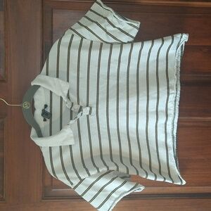 Forever 21 Cream and Black/Gold  Striped Crop Top